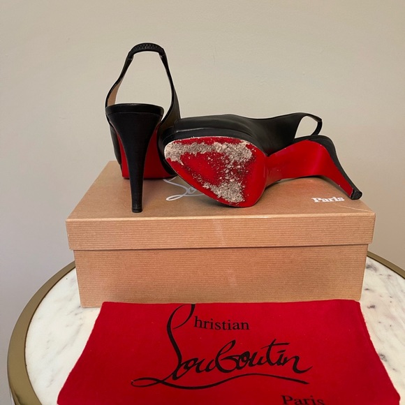 Christian Louboutins black platform sling backs, size 7.5 - Picture 3 of 6